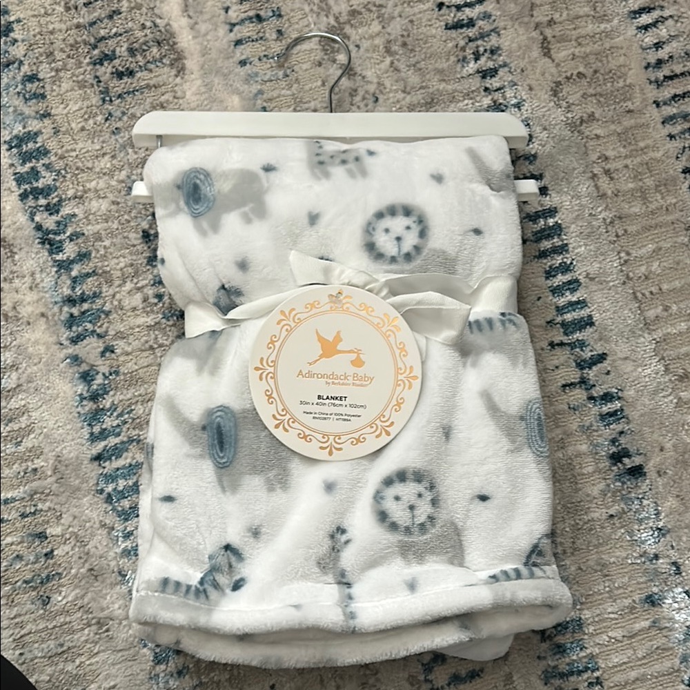 Adirondack Baby White and Blue Blanket